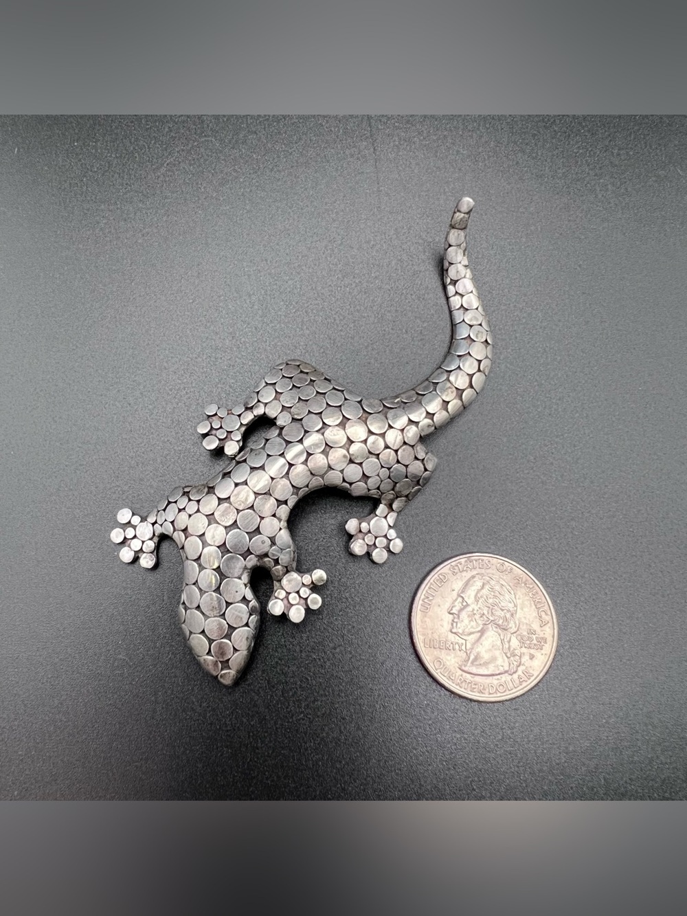 Sterling Silver Large Gecko Brooch